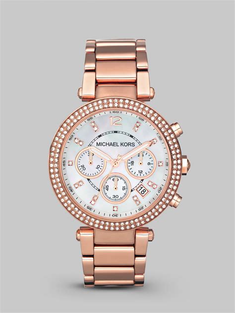 michael kors rose gold stainless steel watch|michael kors parker chronograph watch.